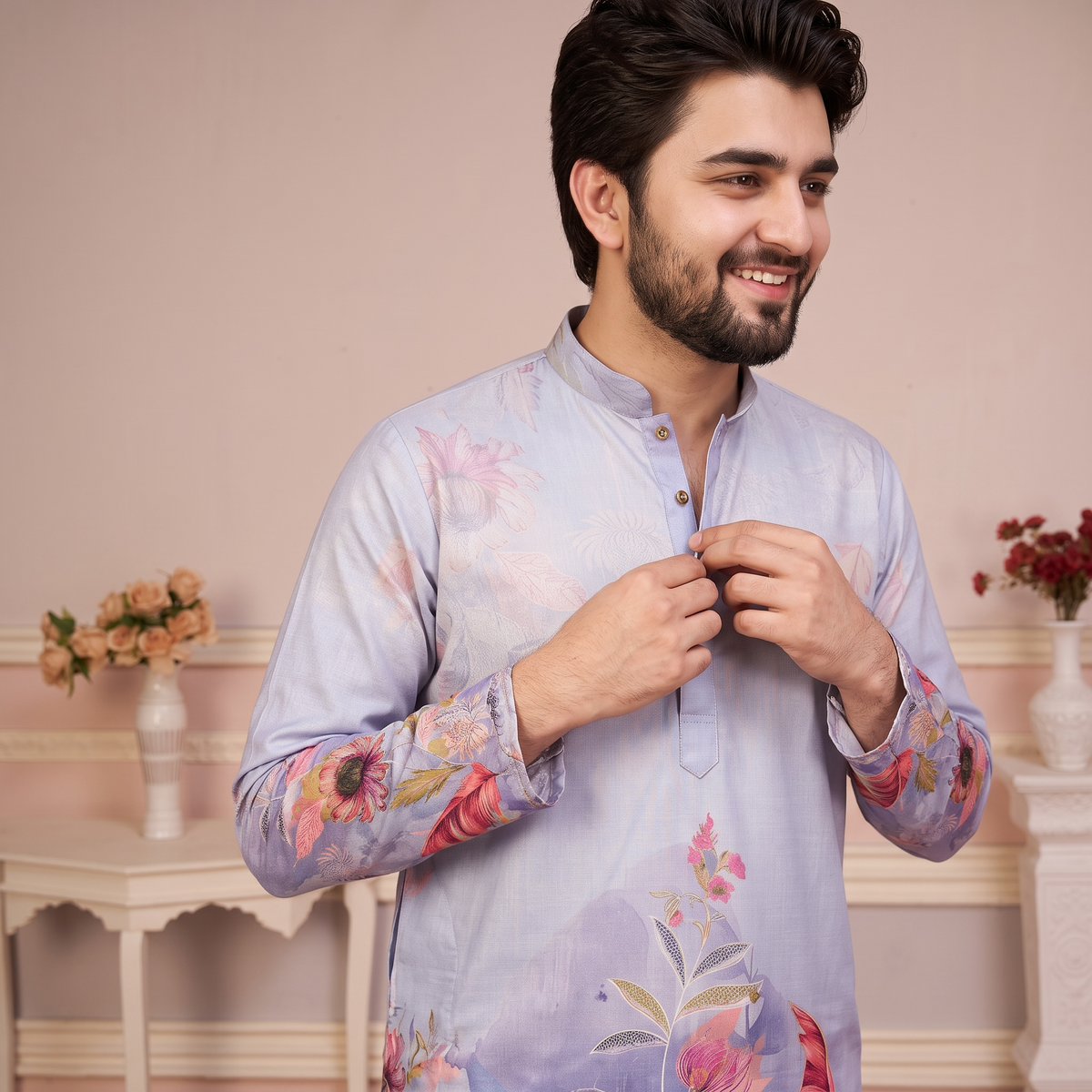"Nirav" Designer digital printed kurta with foil print.