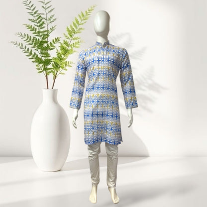 "Yuven" Premium digital printed kurta with thread and metallic sequins