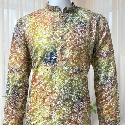 Green Flora-Embroidered Printed Kurta