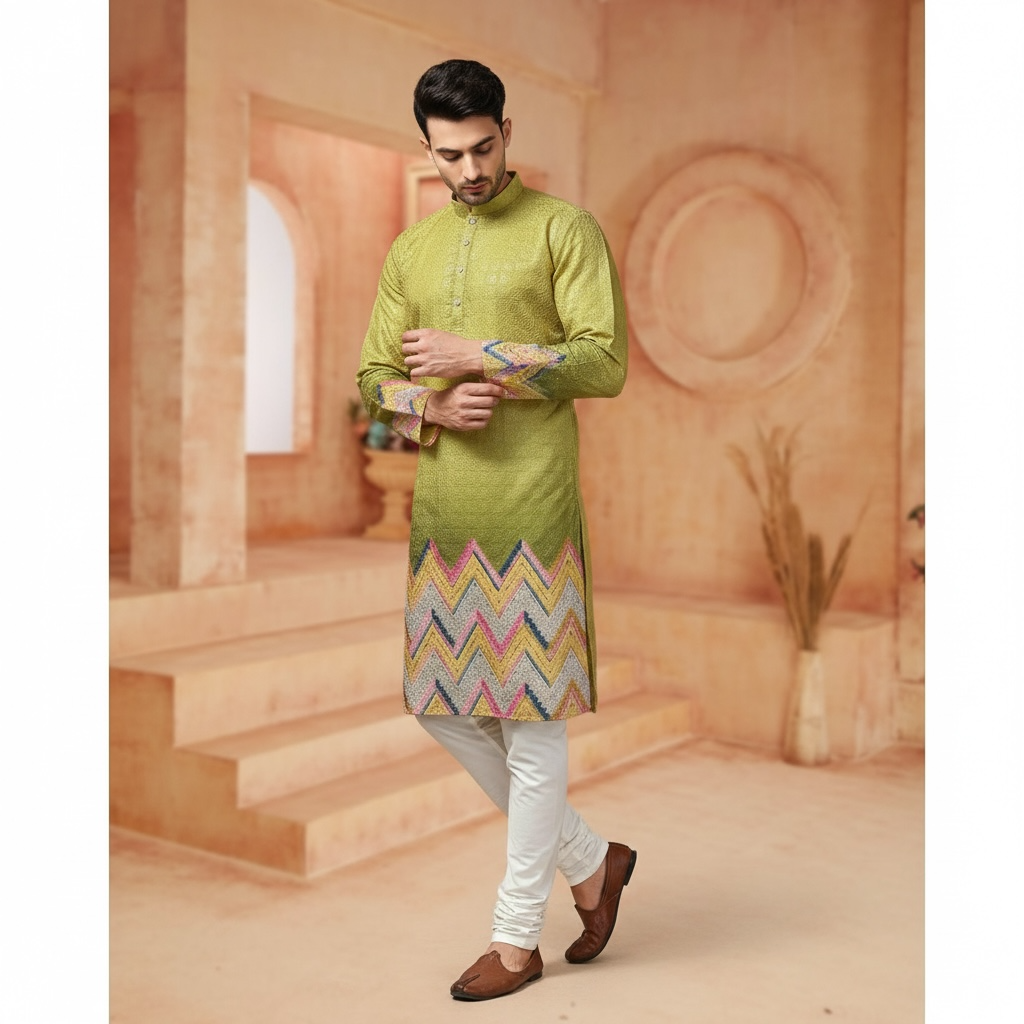 "Krish" Premium border printed kurta with thread work.