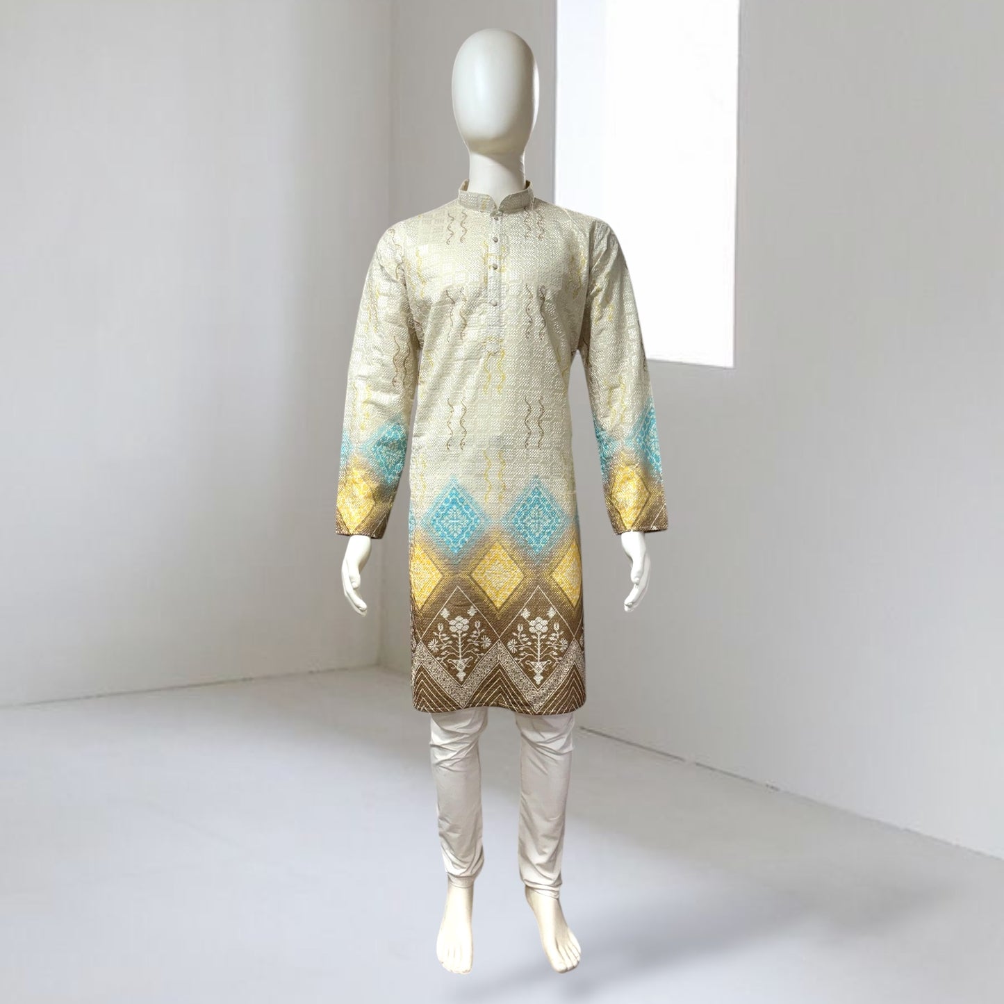 "Nihal" Premium border printed kurta with thread work