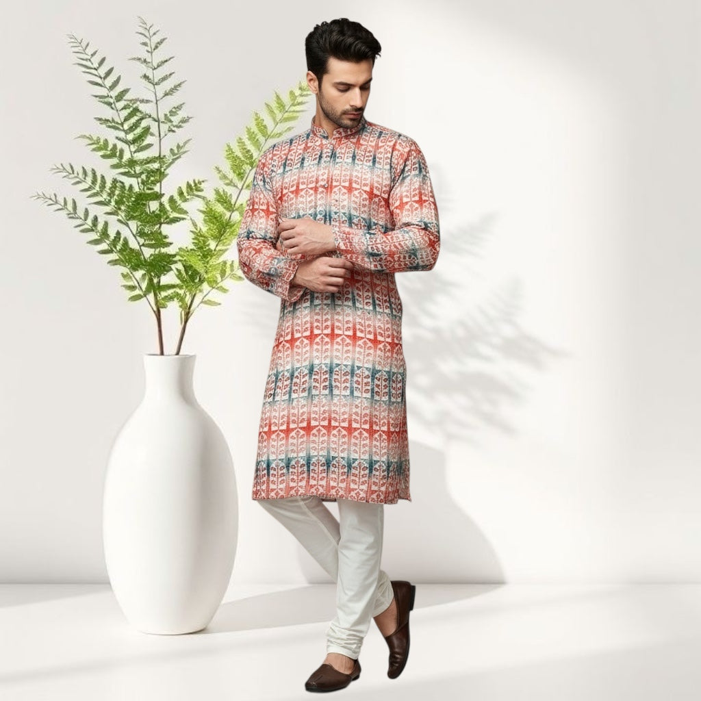 "Yuven" Premium digital printed kurta with thread and metallic sequins