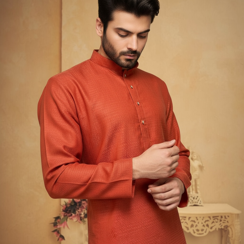 "Rishi" Self weave fabric kurta.