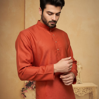 "Rishi" Self weave fabric kurta.