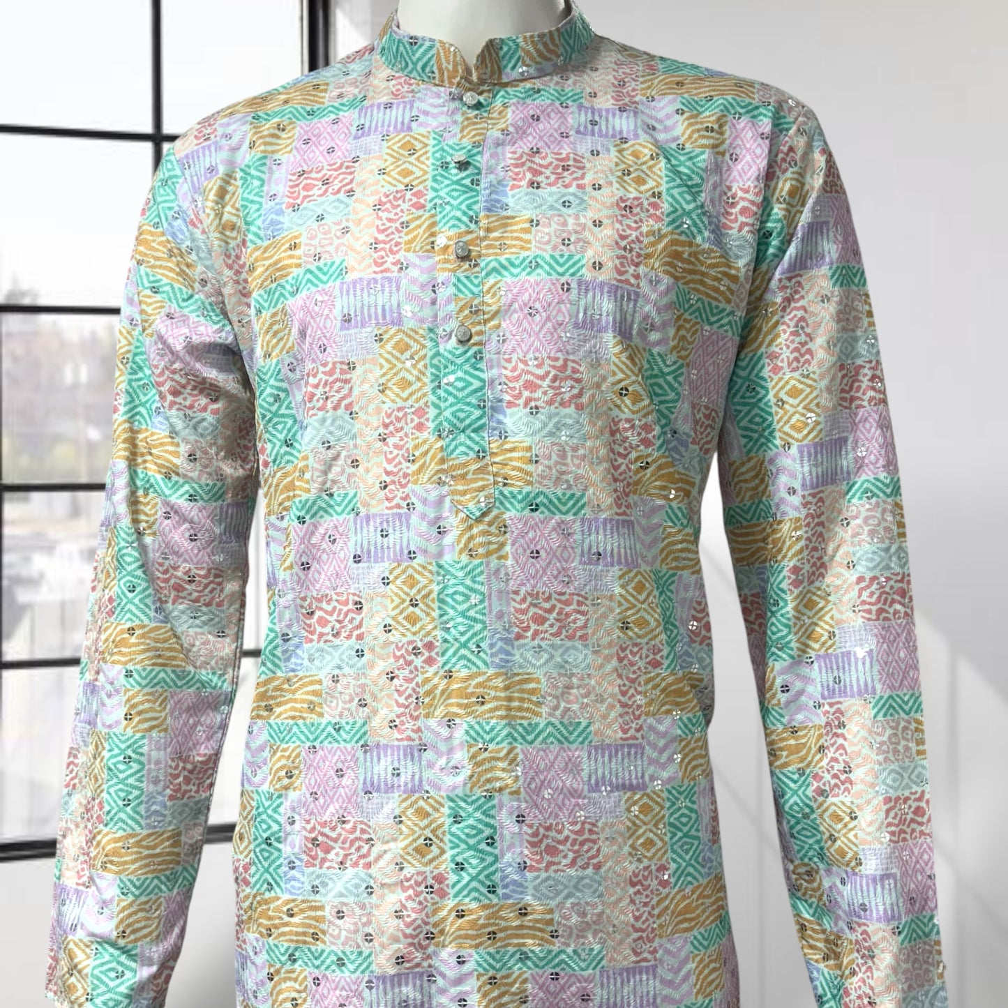 Blue Block Design Printed Kurta