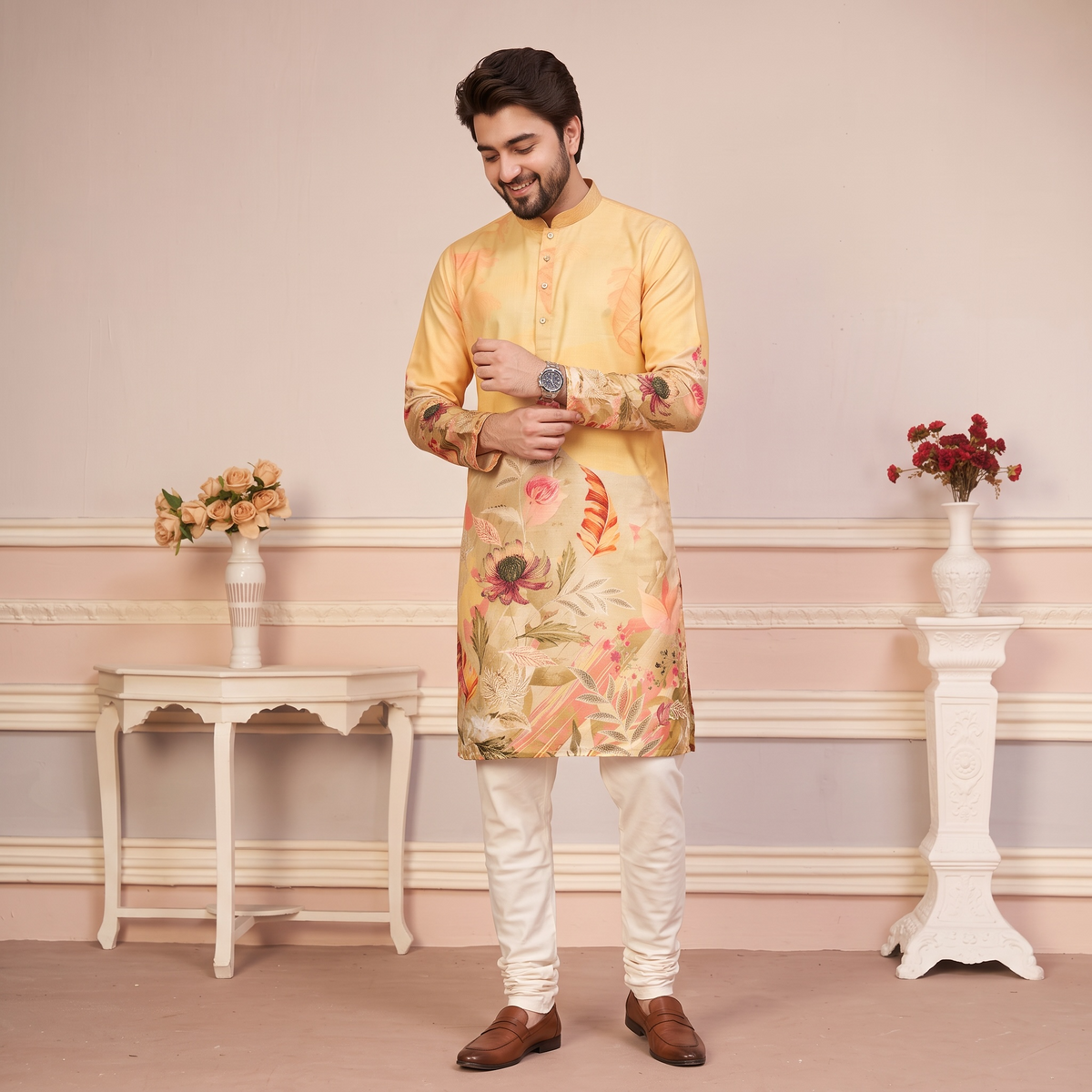 "Nirav" Designer digital printed kurta with foil print.