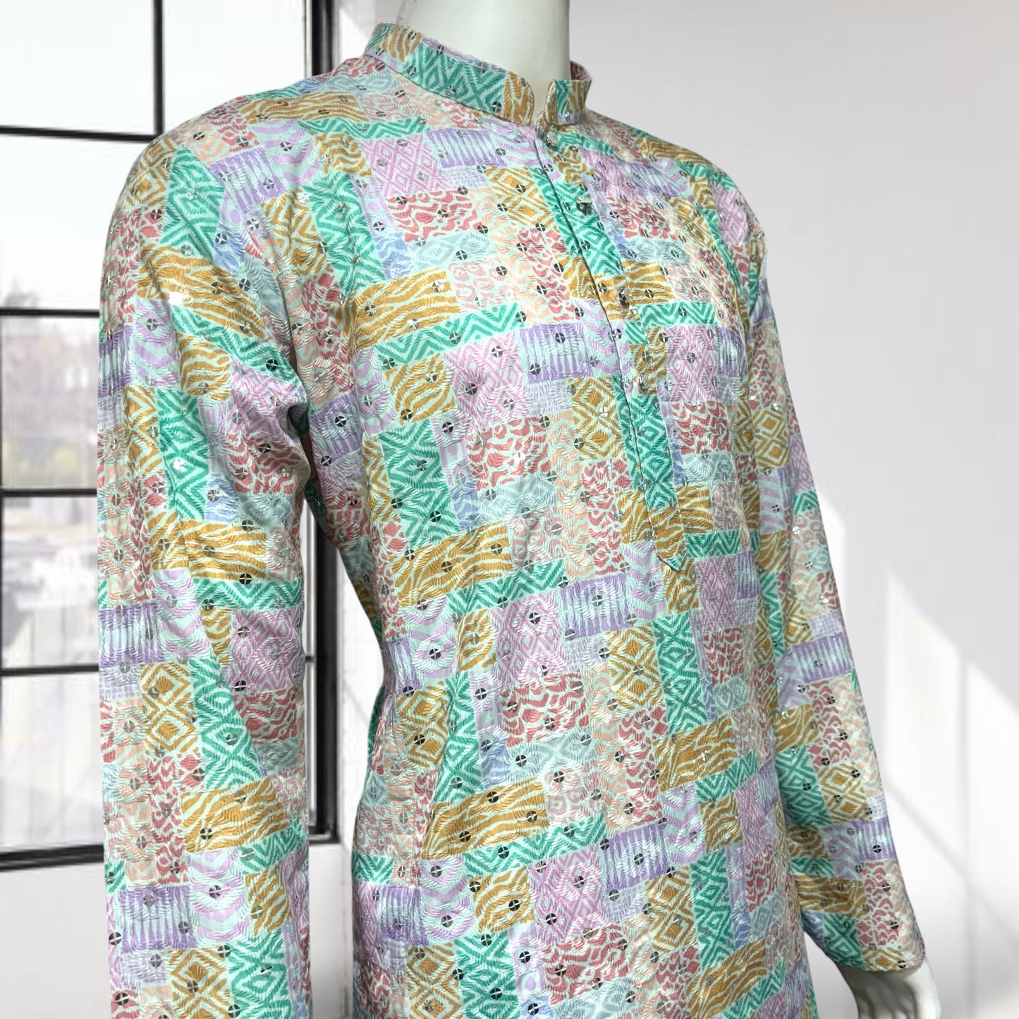 Blue Block Design Printed Kurta