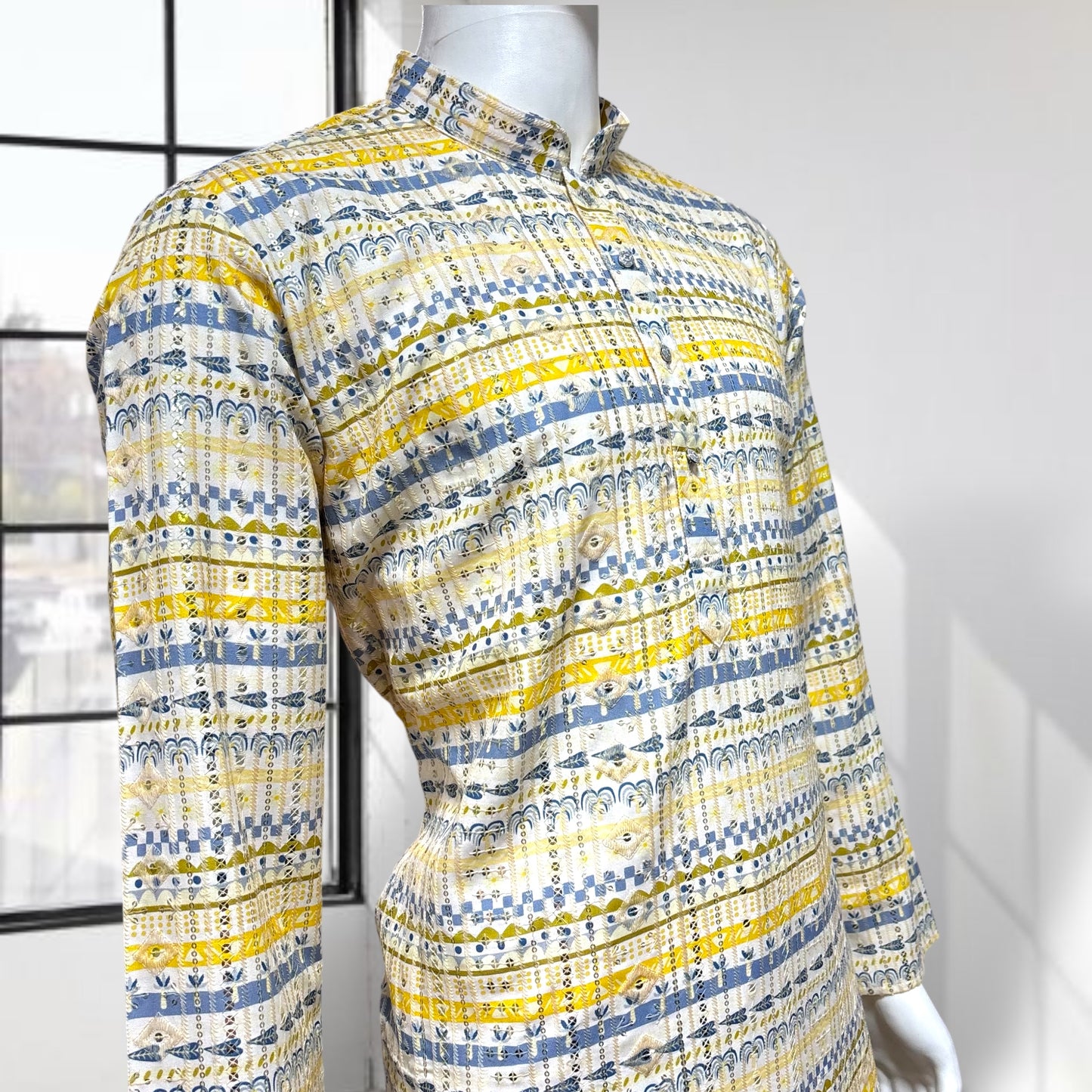 "Omesh" Premium digital printed kurta with thread and sequins work.