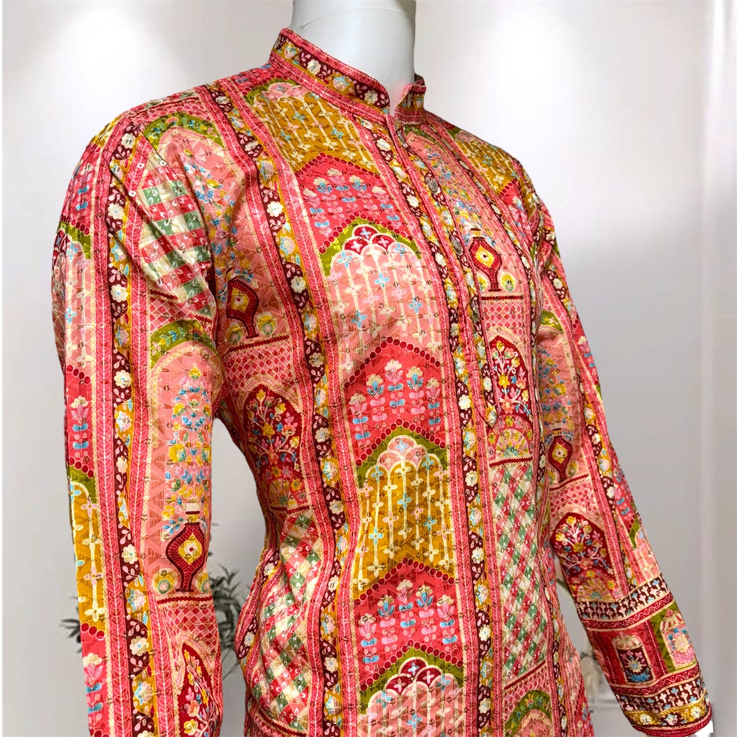 "Akshay" Premium digital printed kurta with thread embroidery.