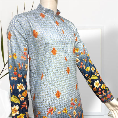 "Vishal" Premium shaded kurta with thread embroidery.
