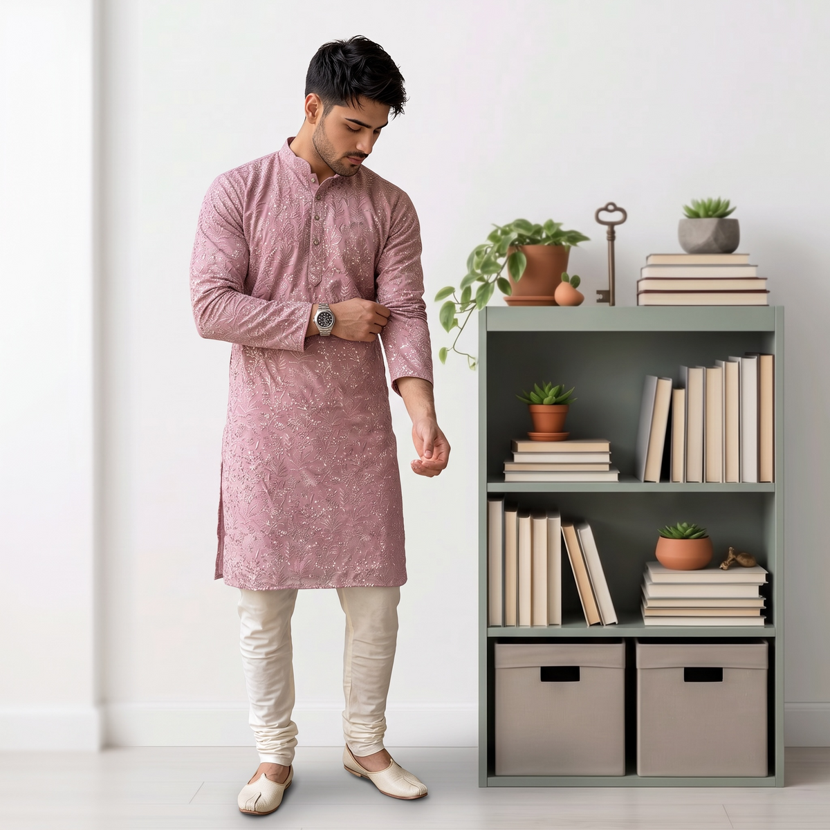 "Aviraj" Premium thread and sequins work kurta and lining.
