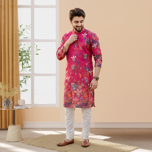 "Krishang" Premium digital printed kurta with lining.
