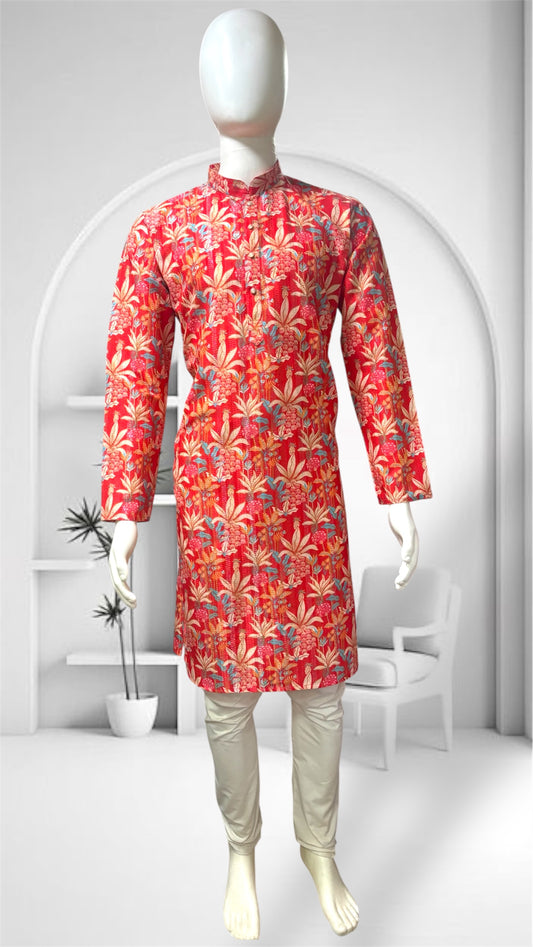 "Vaidik" Premium digital printed kurta with thread and sequins work.