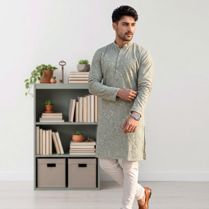 "Aviraj" Premium thread and sequins work kurta and lining.