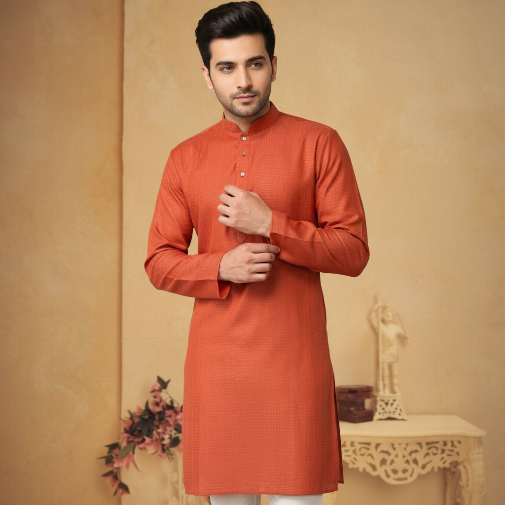"Rishi" Self weave fabric kurta.