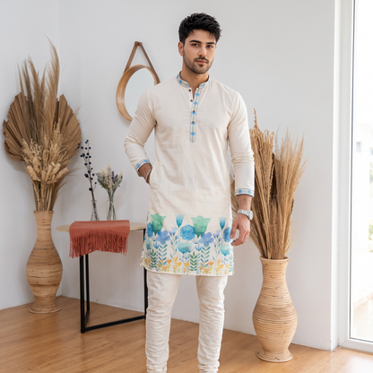 "Shivam" Designer digital printed cotton kurta.