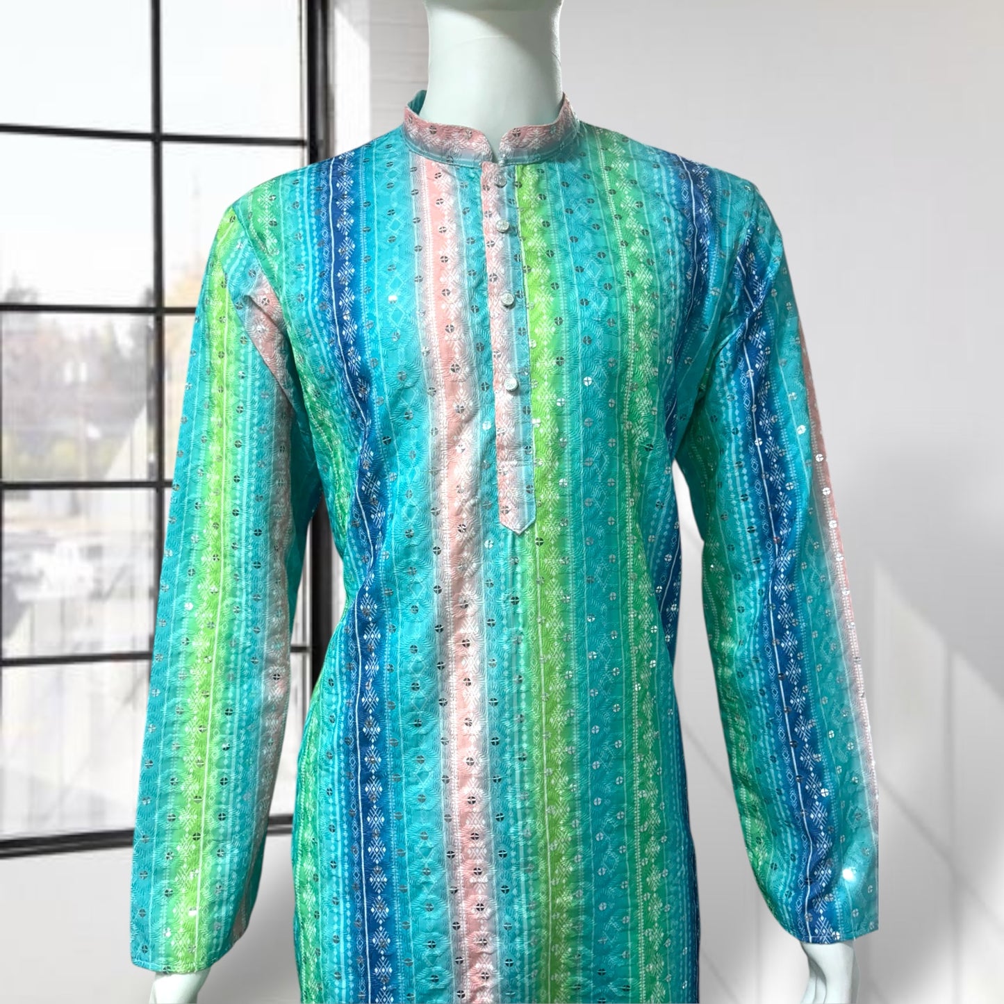 Blue Stripe Printed Kurta