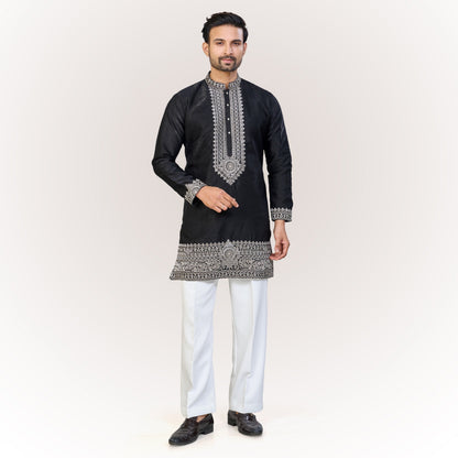 "Nahush" Premium thread embroidery kurta with lining.(wide pants included)