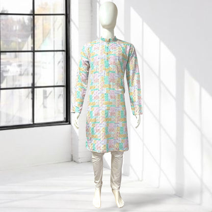 Blue Block Design Printed Kurta