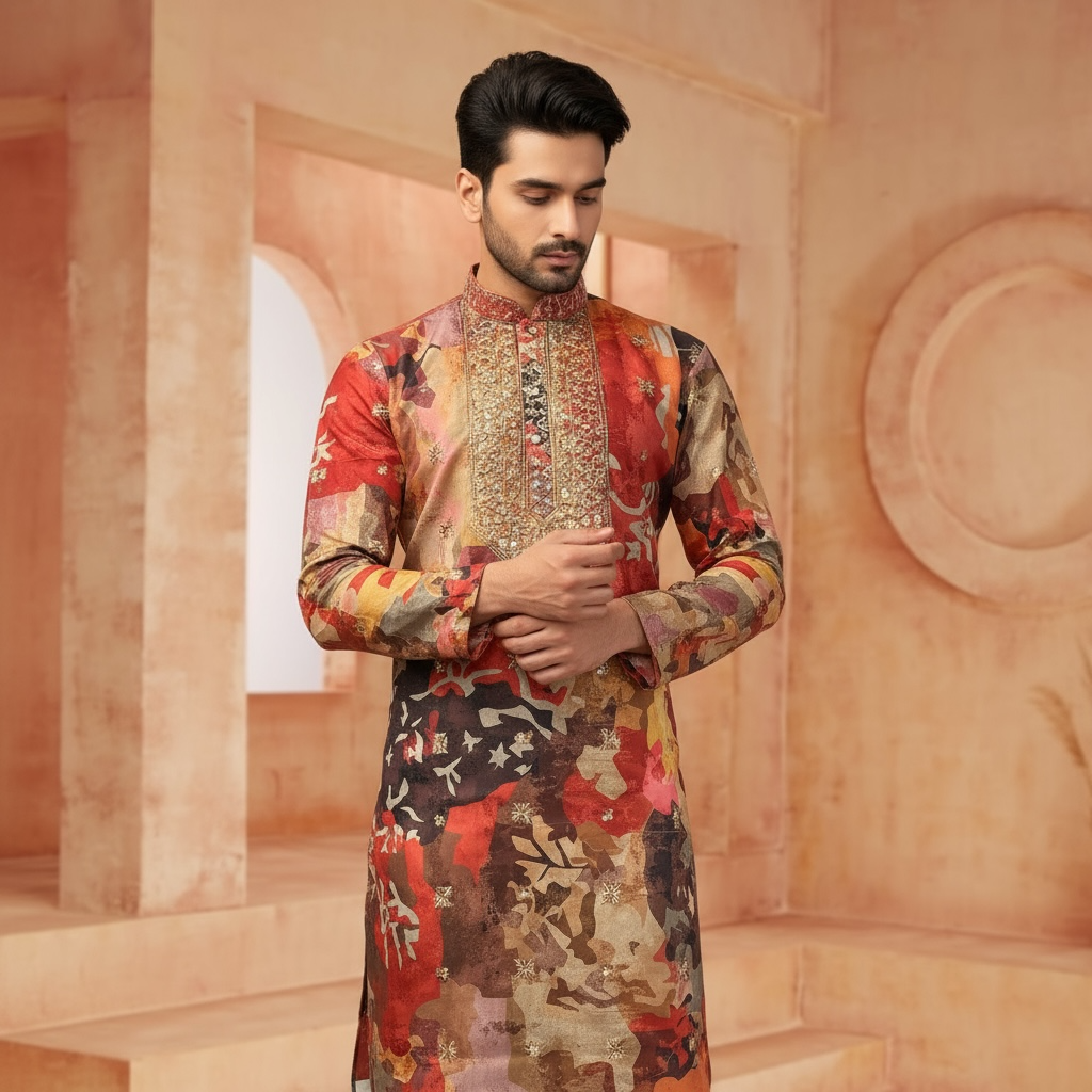 "Jeeyansh" Premium chanderi kurta with embroidery.