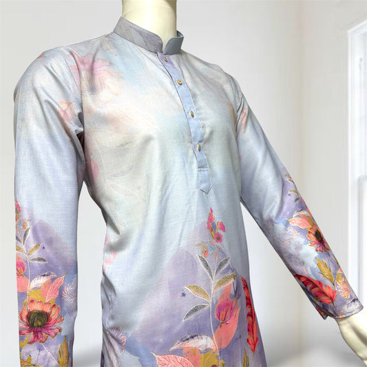 "Nirav" Designer digital printed kurta with foil print.