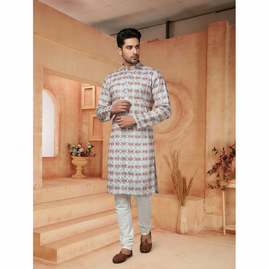 "Dhruv" Premium cotton kurta with delicate thread, sequins and mirror work.