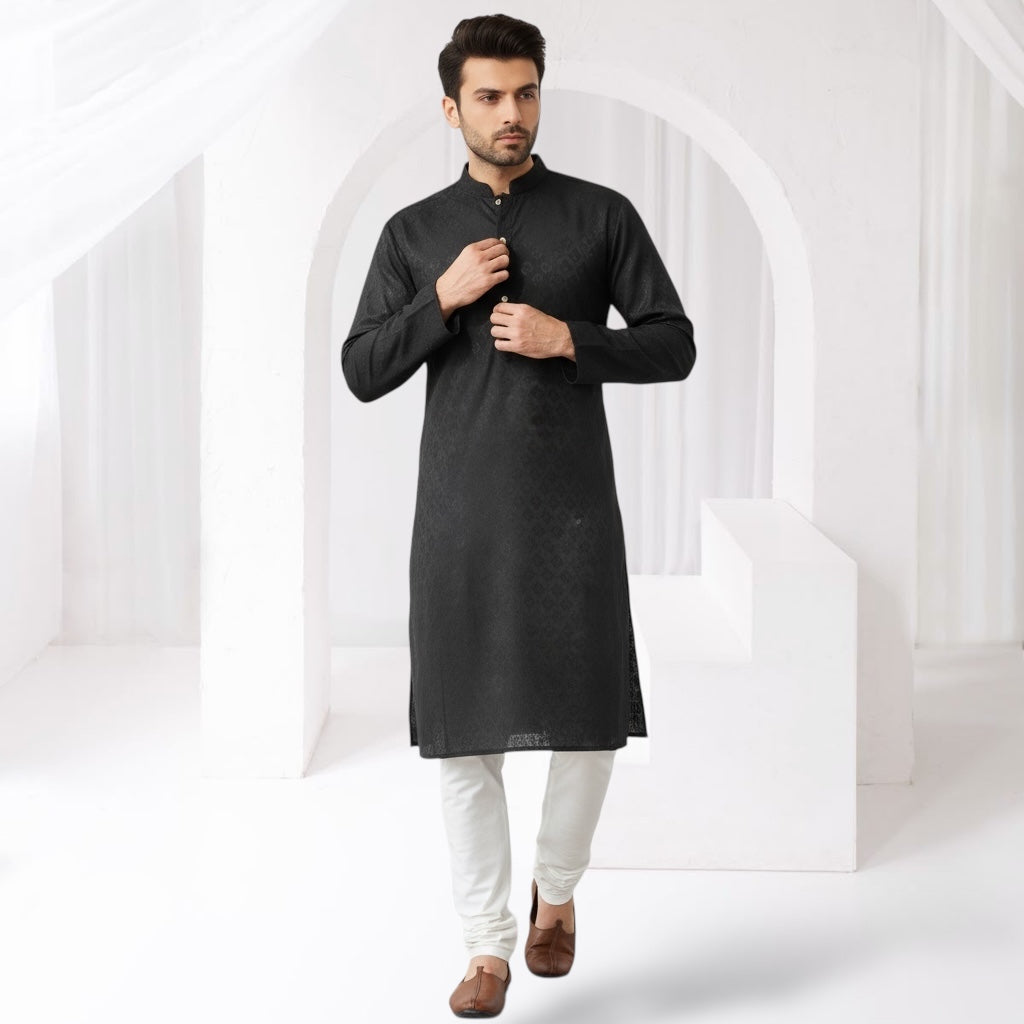 "Tarav" Self weave fabric kurta.