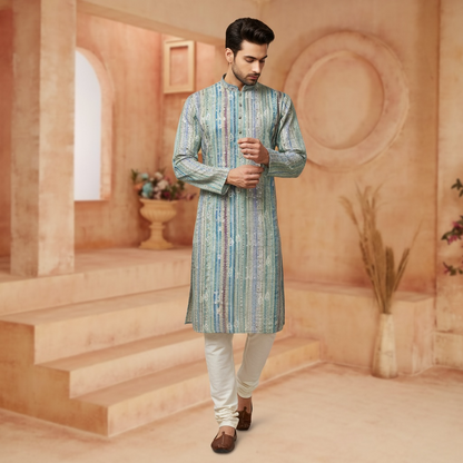 "Luv" Premium digital printed fabric with thread and sequins embroidery.