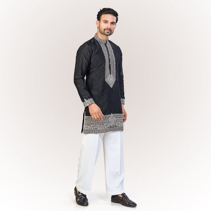 "Nahush" Premium thread embroidery kurta with lining.(wide pants included)