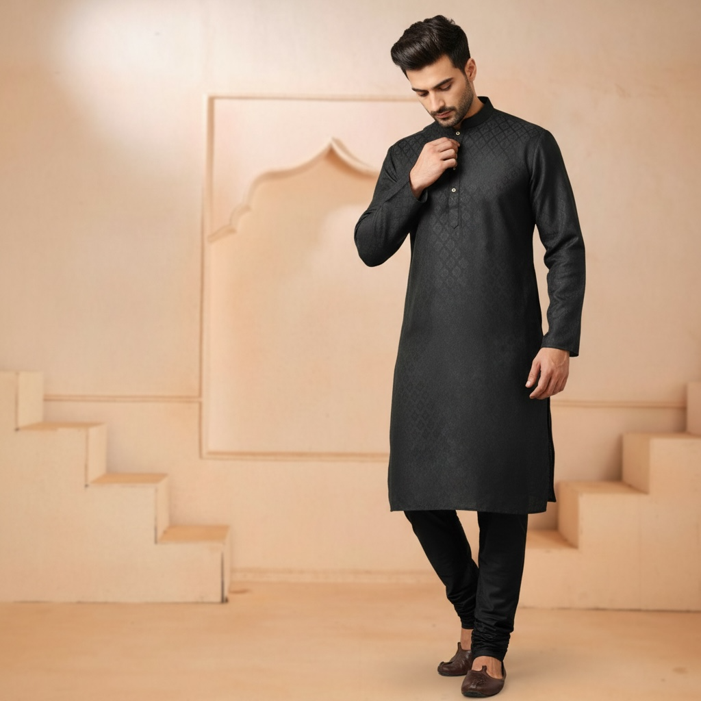 "Tarav" Self weave fabric kurta.
