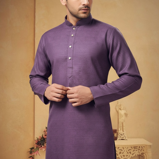 "Rishi" Self weave fabric kurta.