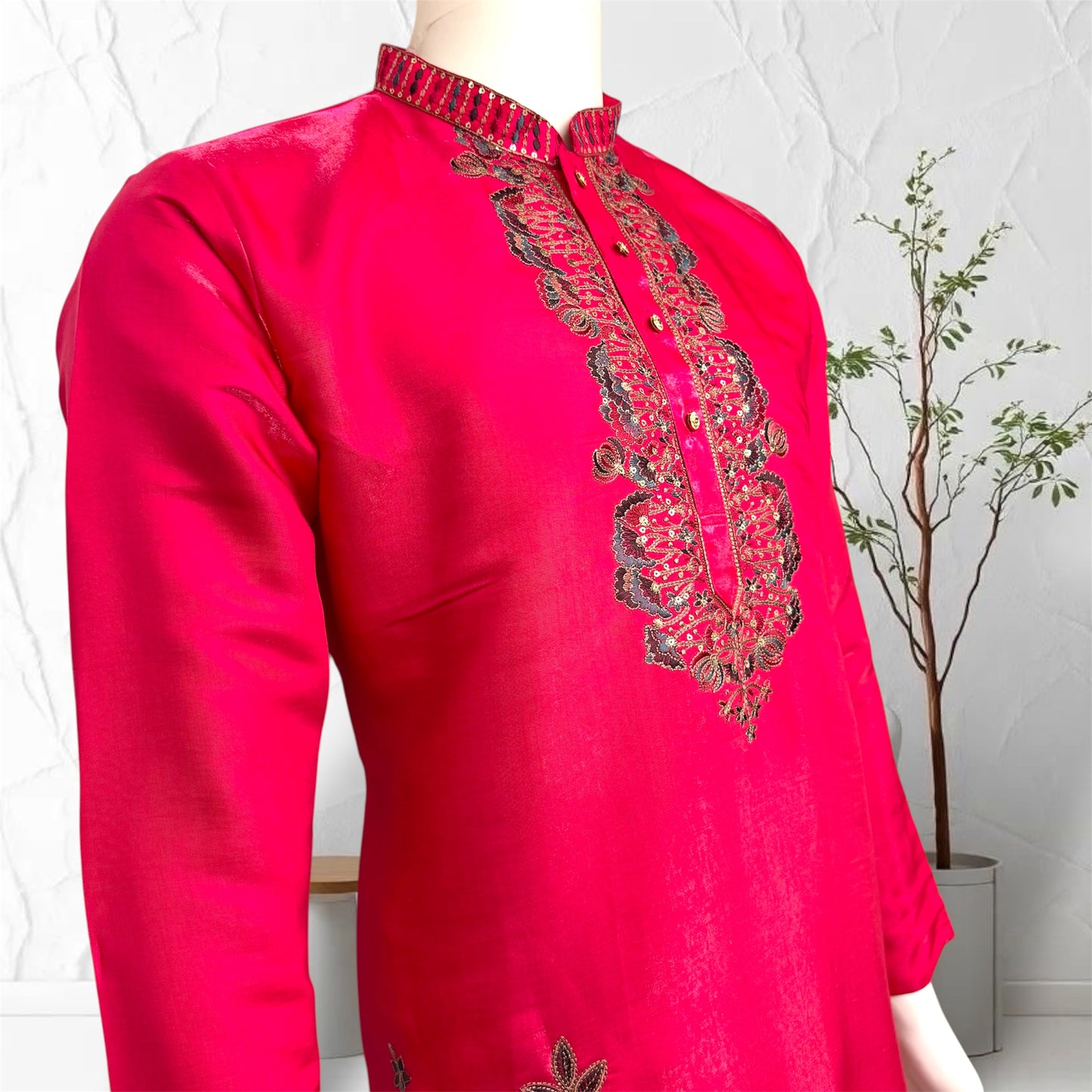 "Parth" Premium embroidery silk kurta with lining.