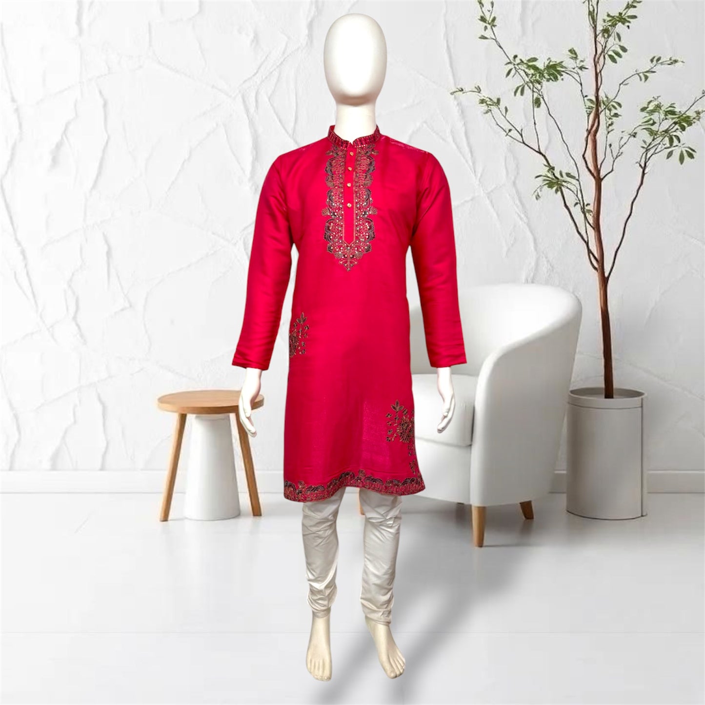 "Parth" Premium embroidery silk kurta with lining.