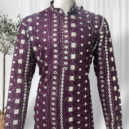 "Kevin" Premium rayon kurta with thread and mirror work.
