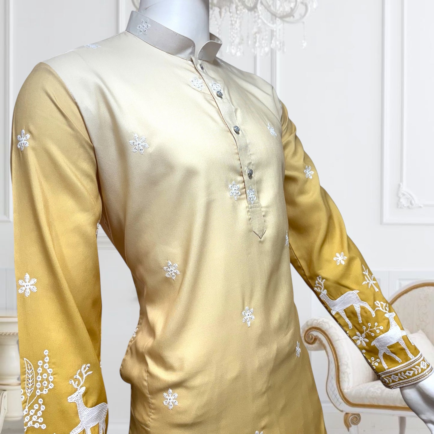 "Janak" Premium quality embroidery kurta in shaded pattern.