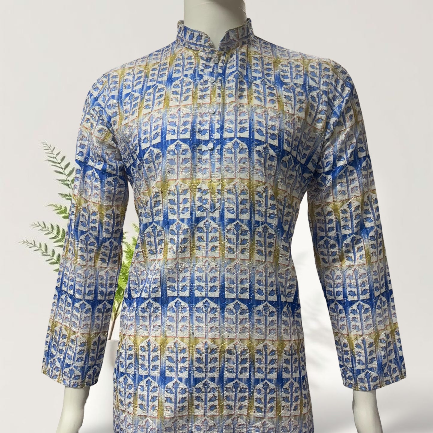 "Yuven" Premium digital printed kurta with thread and metallic sequins