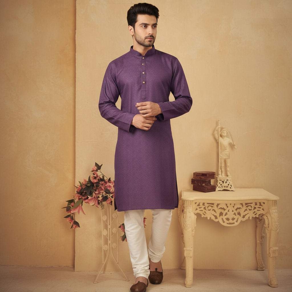 "Rishi" Self weave fabric kurta.