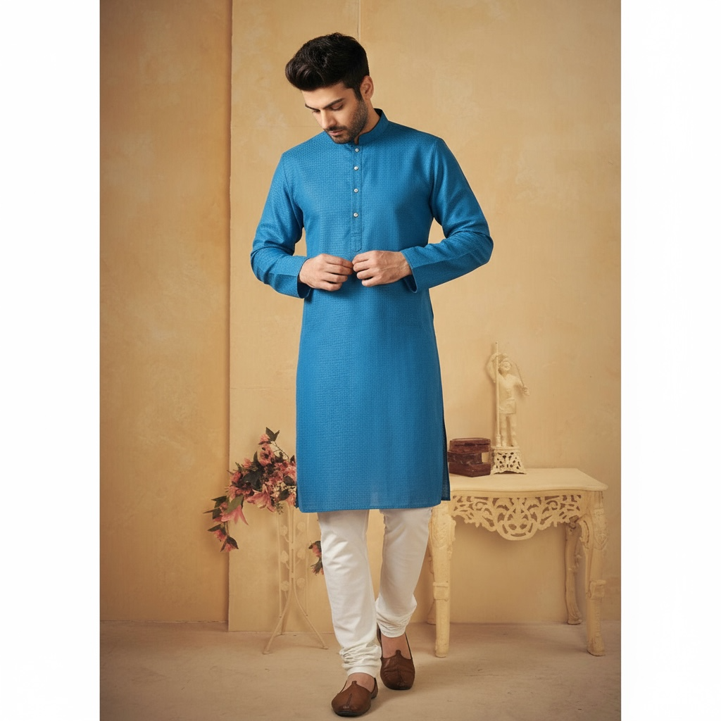 "Rishi" Self weave fabric kurta.