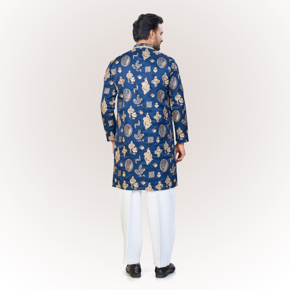 "Zain" Premium silk embroidered v neck kurta(wide pants included)