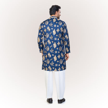 "Zain" Premium silk embroidered v neck kurta(wide pants included)