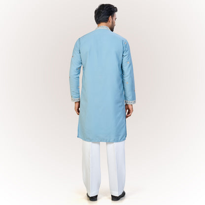 "Pranay" Premium hand embroidery v neck kurta.