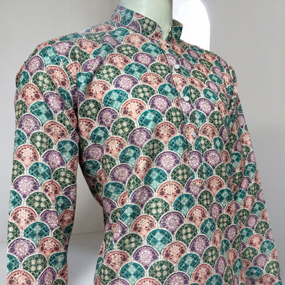 "Veer" Premium digital printed kurta with thread and sequins embroidery.
