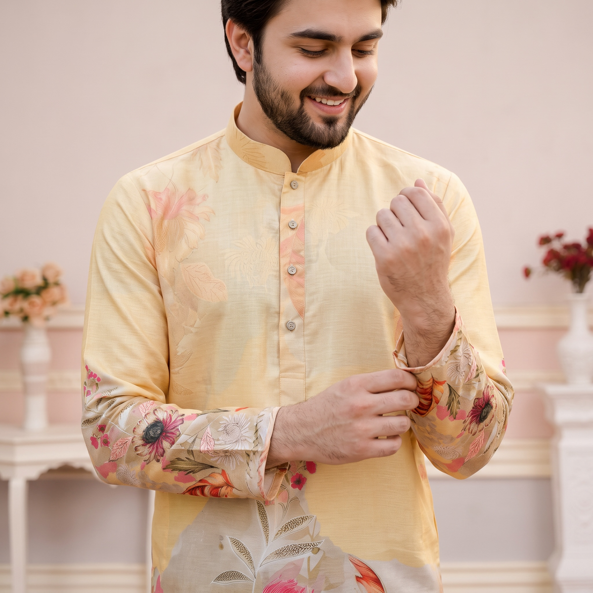 "Nirav" Designer digital printed kurta with foil print.