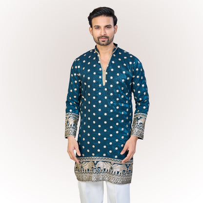 "Samarth" Premium tissue embroidered silk kurta(wide pants included)