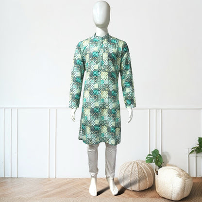 Green Basketweave Kurta