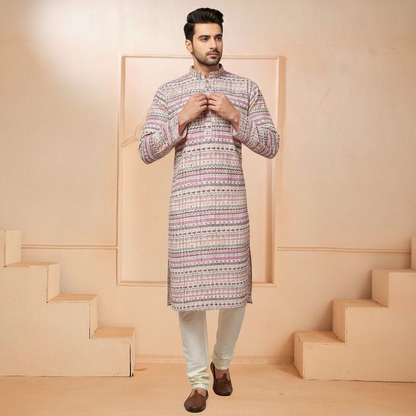 "Omesh" Premium digital printed kurta with thread and sequins work.
