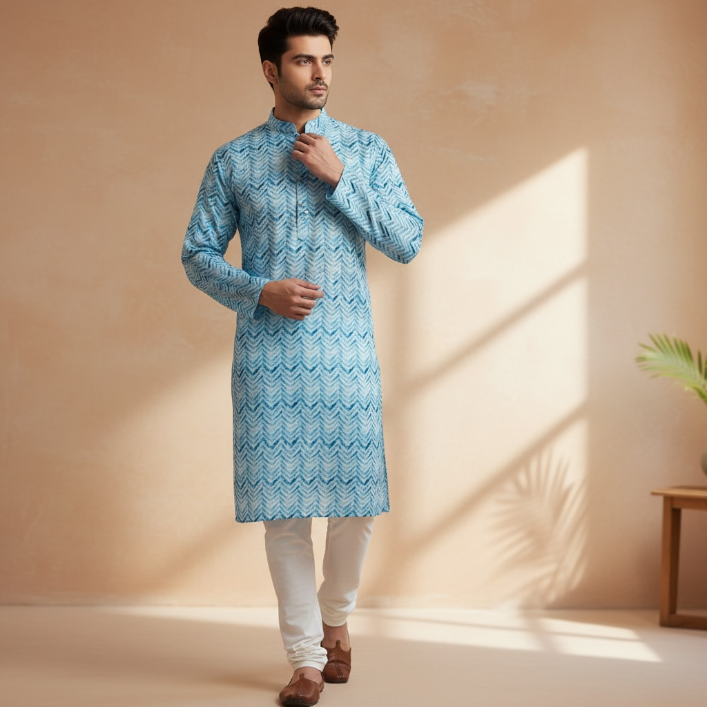 Zig-zag printed kurta