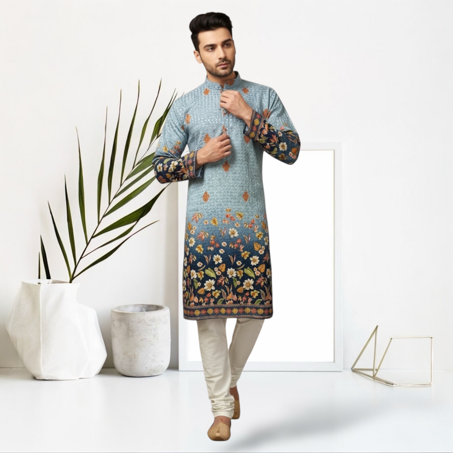 "Vishal" Premium shaded kurta with thread embroidery.