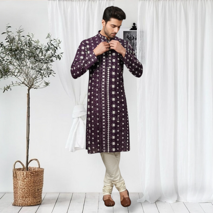 "Kevin" Premium rayon kurta with thread and mirror work.