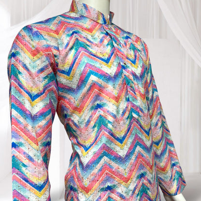 "Vihaan" Printed kurta with thread and sequins embroidery.